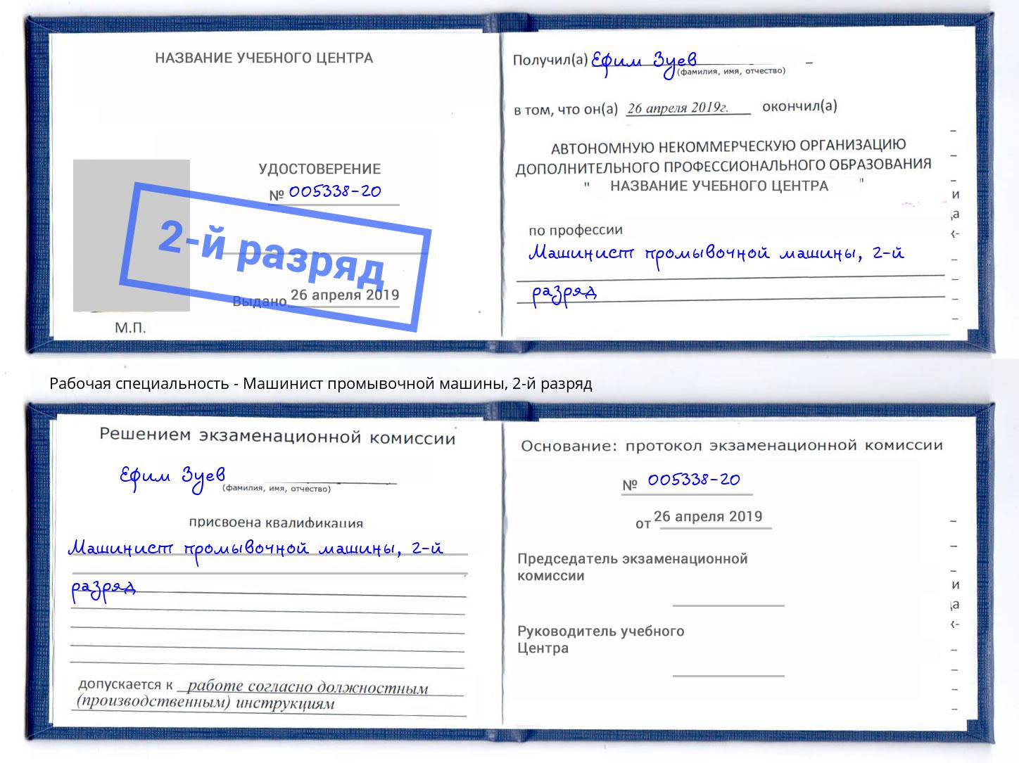 корочка 2-й разряд Машинист промывочной машины Учалы